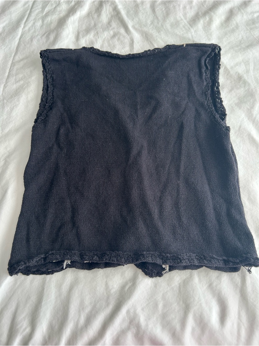 Vintage Black Embroidered Floral Button-Front Vest - Picture 7 of 10